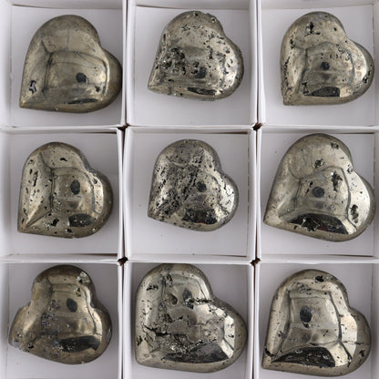 Pyrite Hearts Set of 12 - Expert Wholesale and Supplier of Wholesale Crystals & Bulk Gemstones, ["Hearts","Peru","Pyrite"]