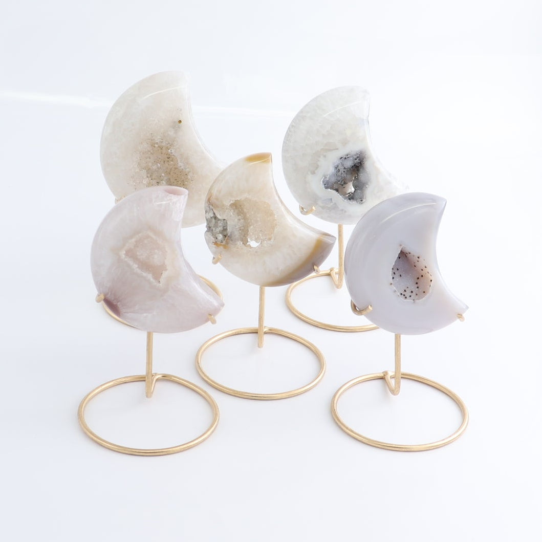 Agate Moons with Stand Set of 5 - Expert Wholesale and Supplier of Wholesale Crystals & Bulk Gemstones, ["Agate","Brazil","moons"]
