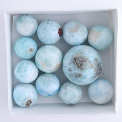 Larimar Spheres Set of 12 - Expert Wholesale and Supplier of Wholesale Crystals & Bulk Gemstones, ["Larimar","Spheres"]