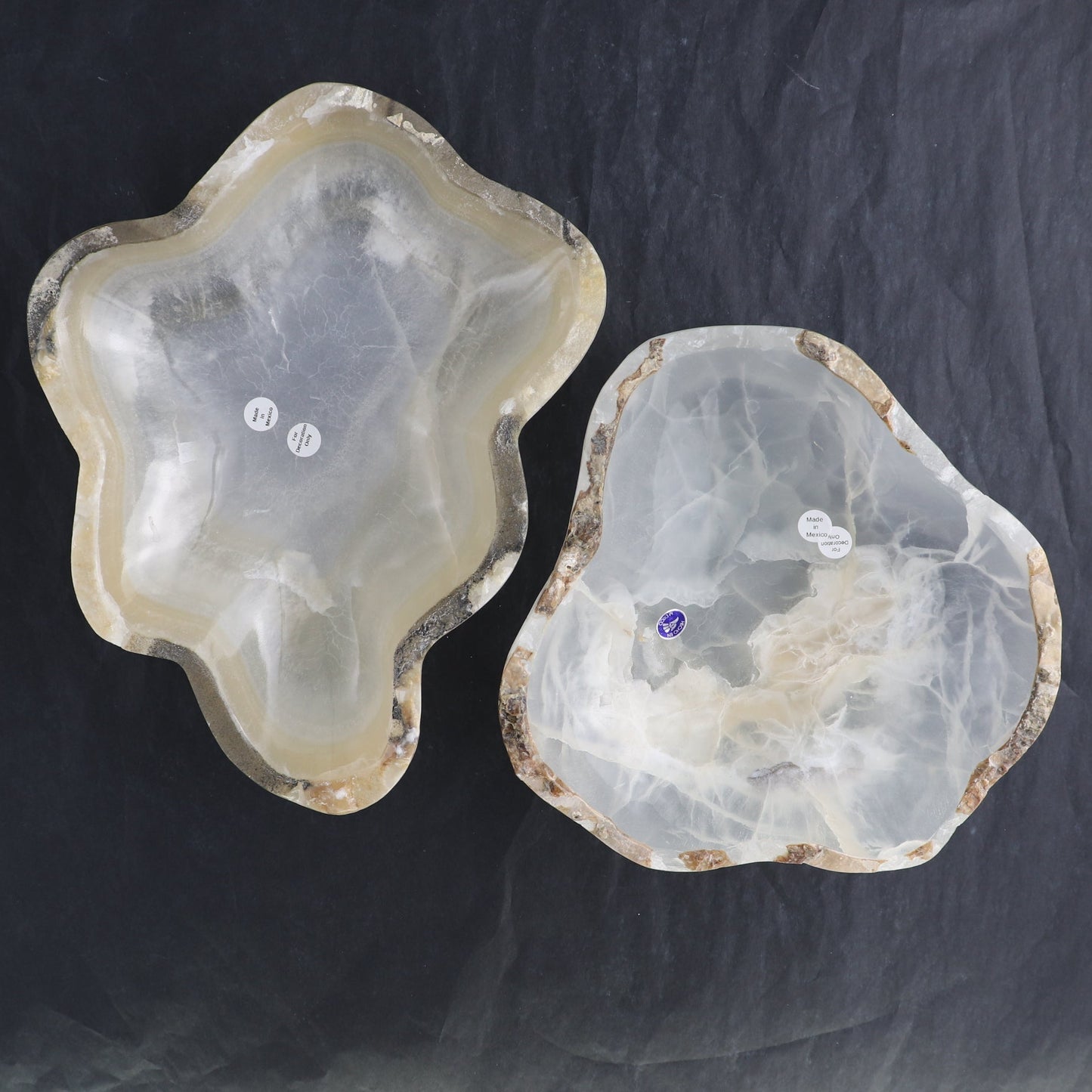 One Bowl Mexican Onyx/Calcite White & Honey Stone Edge