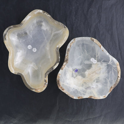 One Bowl Mexican Onyx/Calcite White & Honey Stone Edge