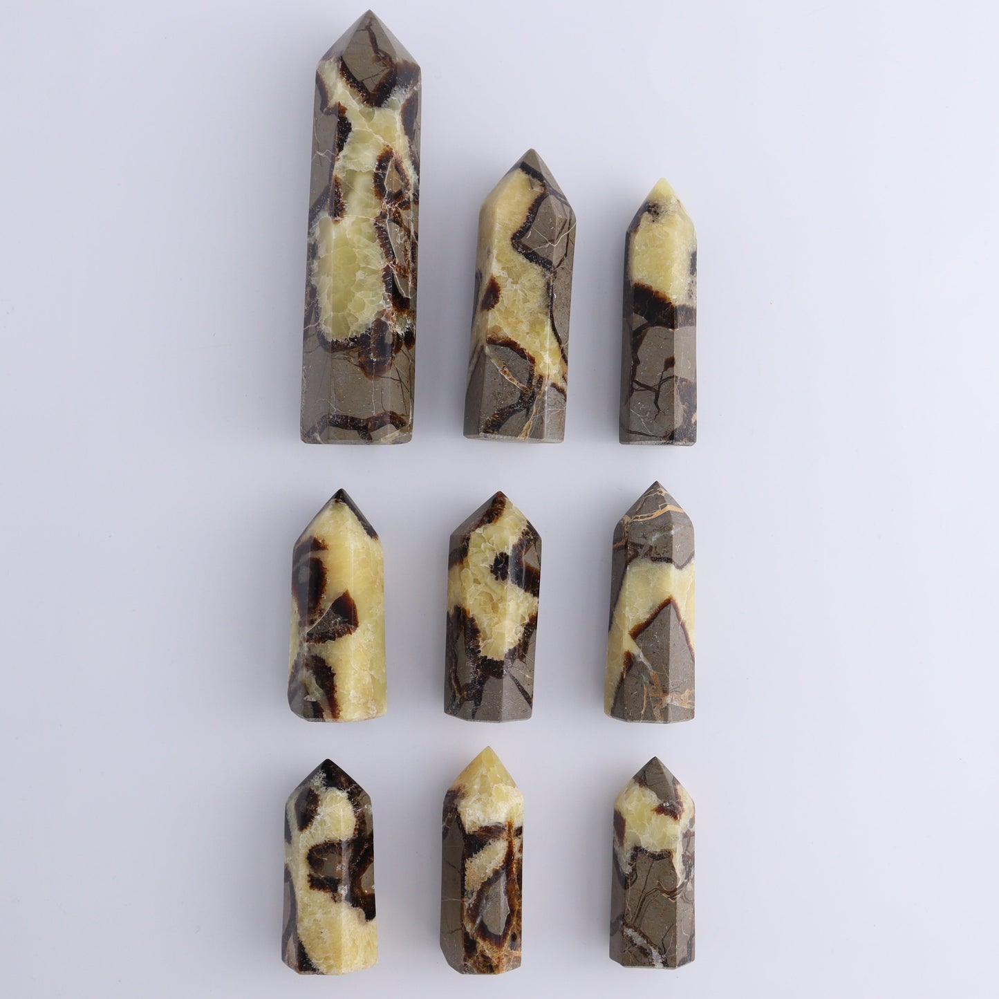 Septarian Towers Set of 9 - Expert Wholesale and Supplier of Wholesale Crystals & Bulk Gemstones, ["Madagascar","Septarian","Towers"]