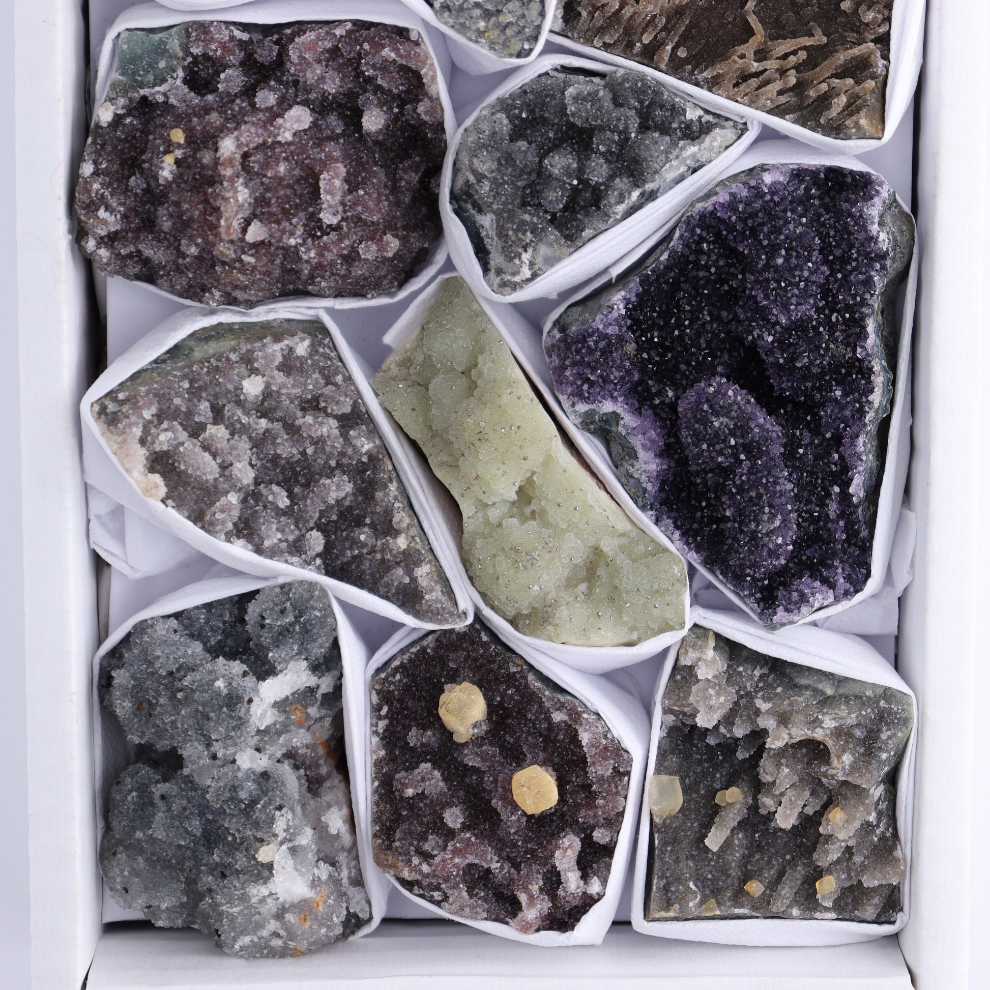 Uruguay Amethyst Clusters with Formations Flat of 13 - Expert Wholesale and Supplier of Wholesale Crystals & Bulk Gemstones, ["Amethyst","Clusters","Formations","Uruguay"]