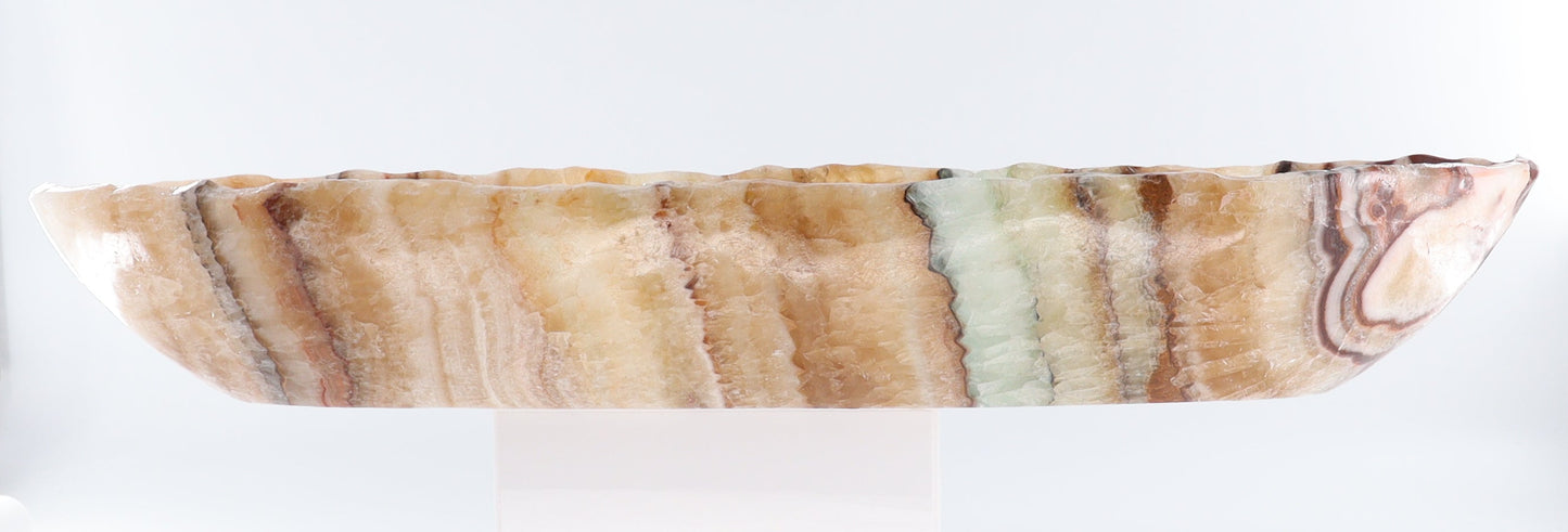 Mexican Onyx/Calcite Canoe Bowl - Expert Wholesale and Supplier of Wholesale Crystals & Bulk Gemstones, ["Bowls","Calcite","canoe","Mexico","onyx"]