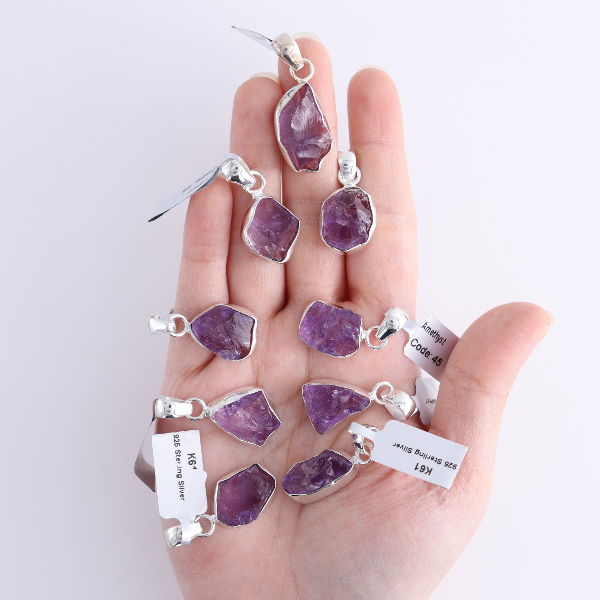 One Amethyst Sterling Silver Pendant (chain not included) - Expert Wholesale and Supplier of Wholesale Crystals & Bulk Gemstones, ["Amethyst","Pendant","sterling silver"]