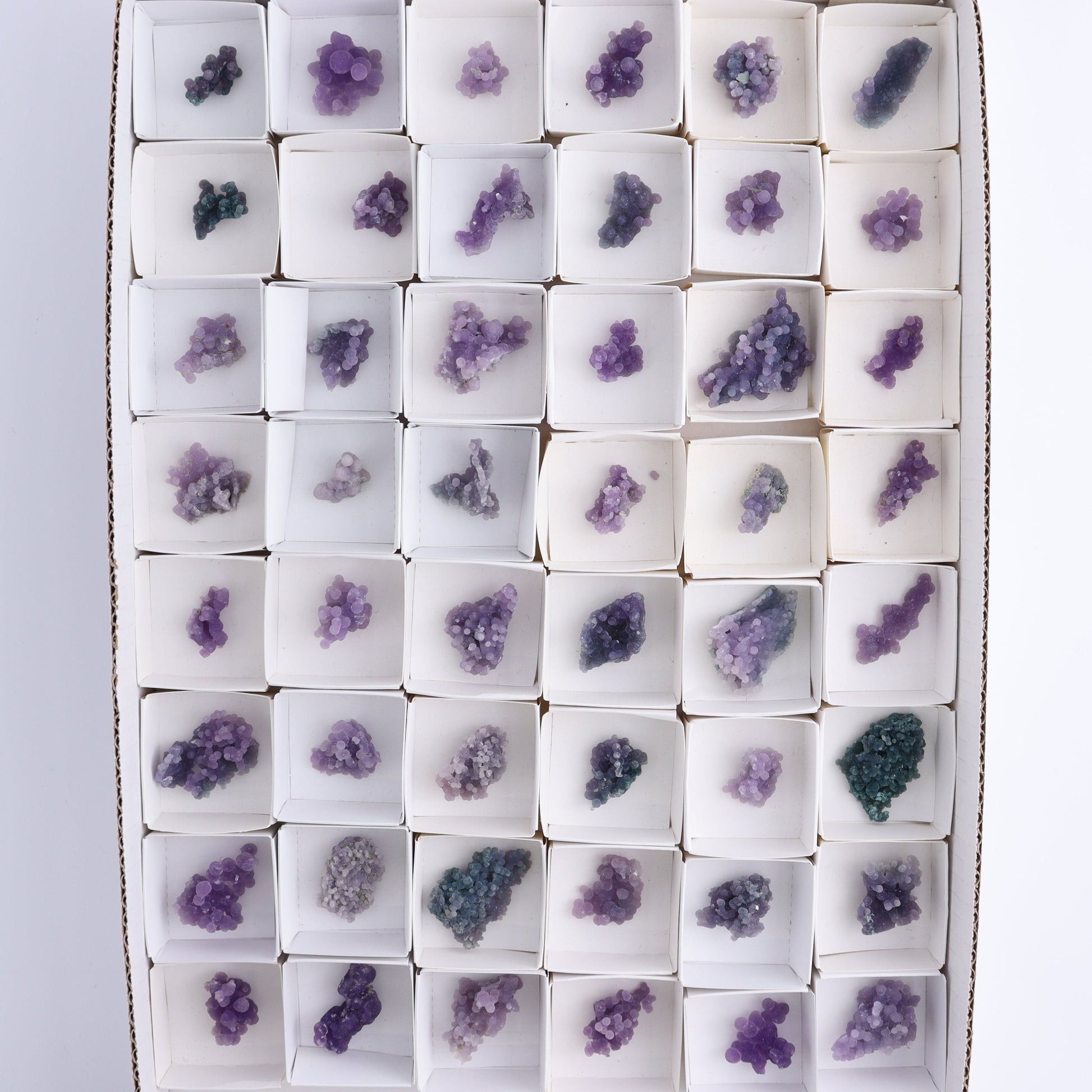 Grape Agate Cluster Set of 54 - Expert Wholesale and Supplier of Wholesale Crystals & Bulk Gemstones, ["Clusters","Grape agate","Indonesia"]