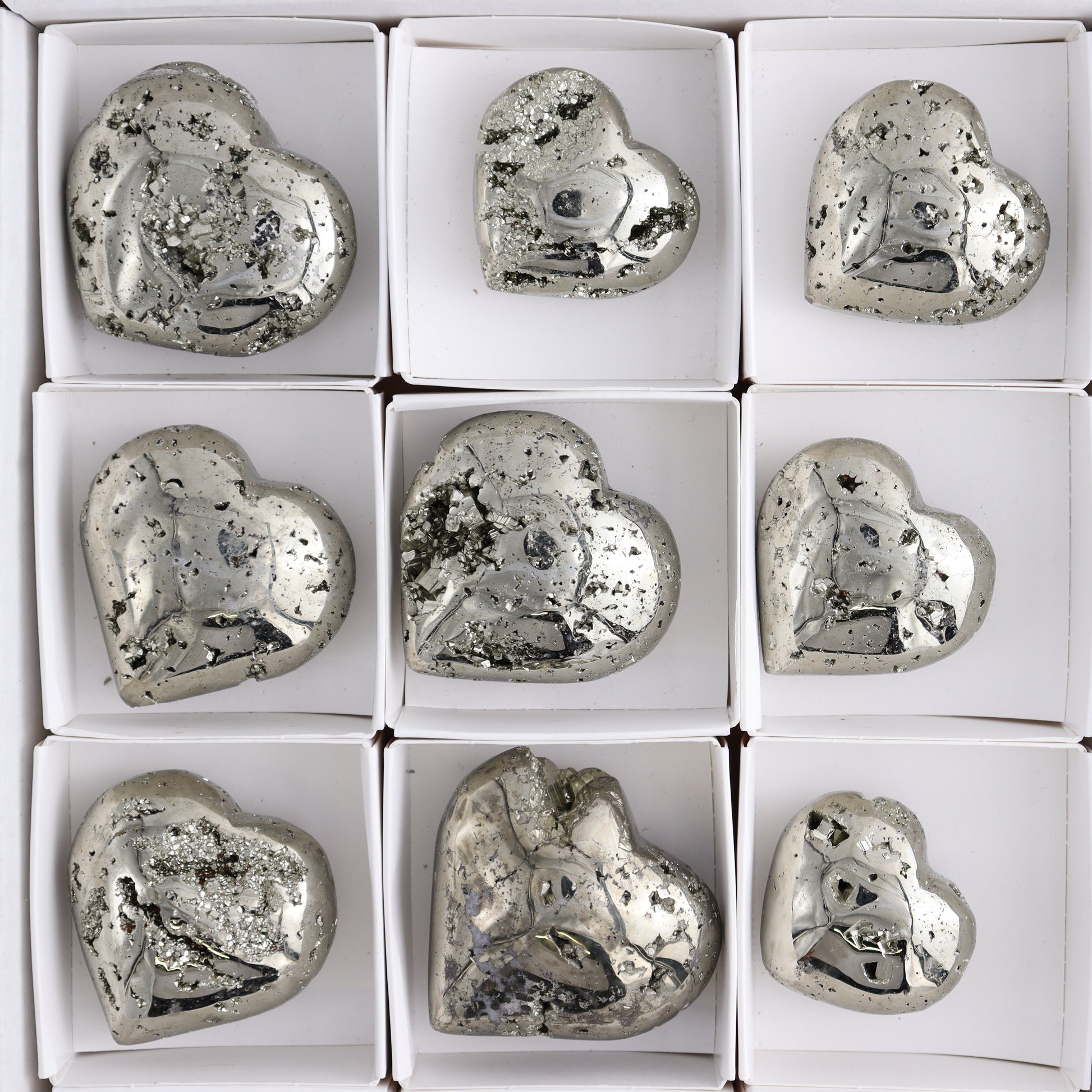 Pyrite Hearts Set of 12 - Expert Wholesale and Supplier of Wholesale Crystals & Bulk Gemstones, ["Hearts","Peru","Pyrite"]
