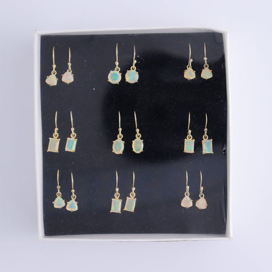 Ethiopian Opal Earrings Pairs of 9 - Expert Wholesale and Supplier of Wholesale Crystals & Bulk Gemstones, ["close_30","earrings","ethiopian opal","India","sterling silver"]