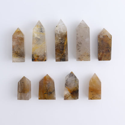 Dendritic Golden Healer Quartz Towers Set of 9
