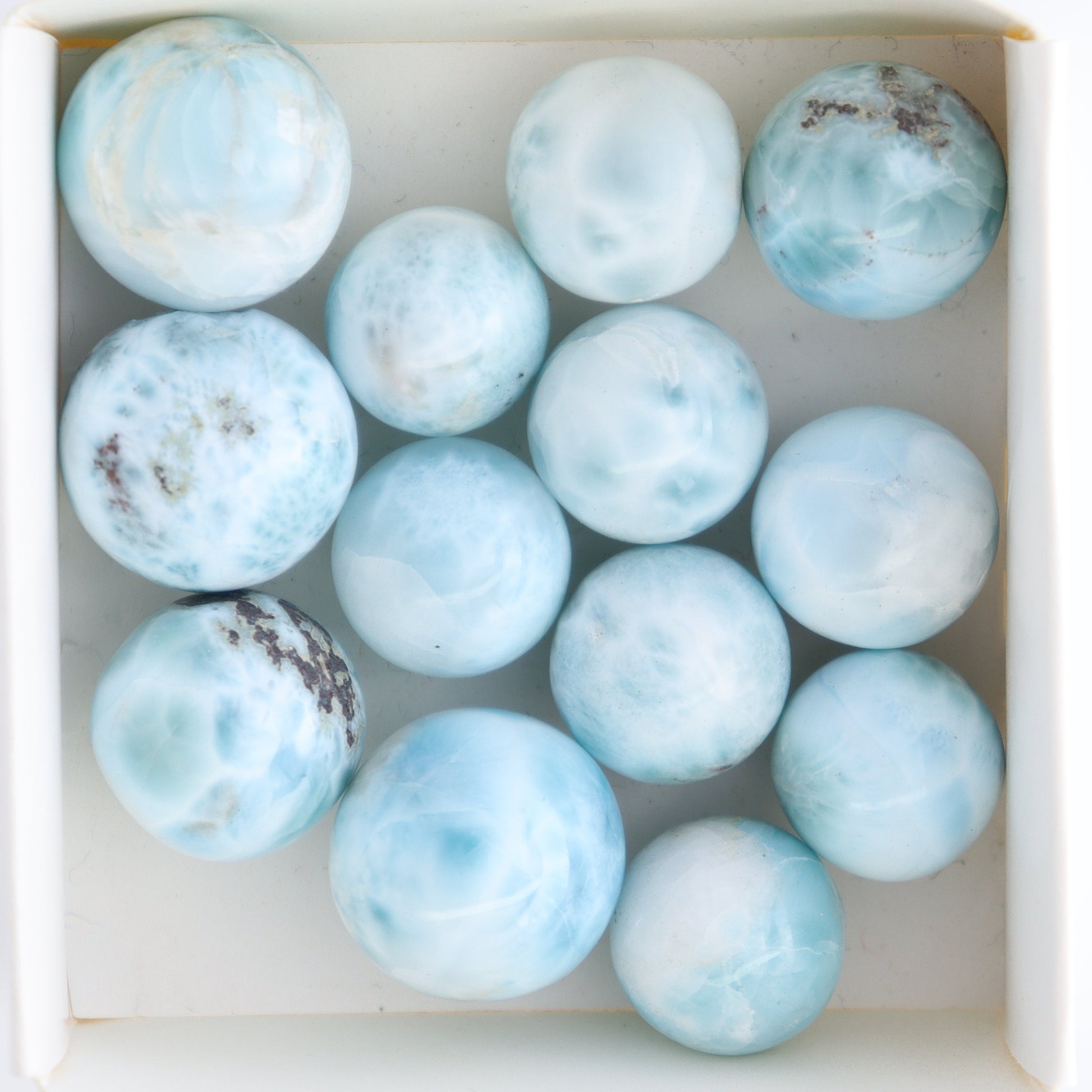 Larimar Spheres Set of 13 - Expert Wholesale and Supplier of Wholesale Crystals & Bulk Gemstones, ["Larimar","Spheres"]