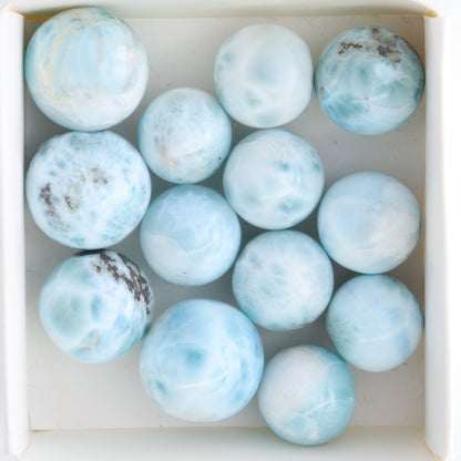Larimar Spheres Set of 13 - Expert Wholesale and Supplier of Wholesale Crystals & Bulk Gemstones, ["Larimar","Spheres"]