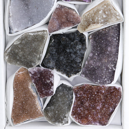 Uruguay Rainbow Amethyst Clusters Flat of 14
