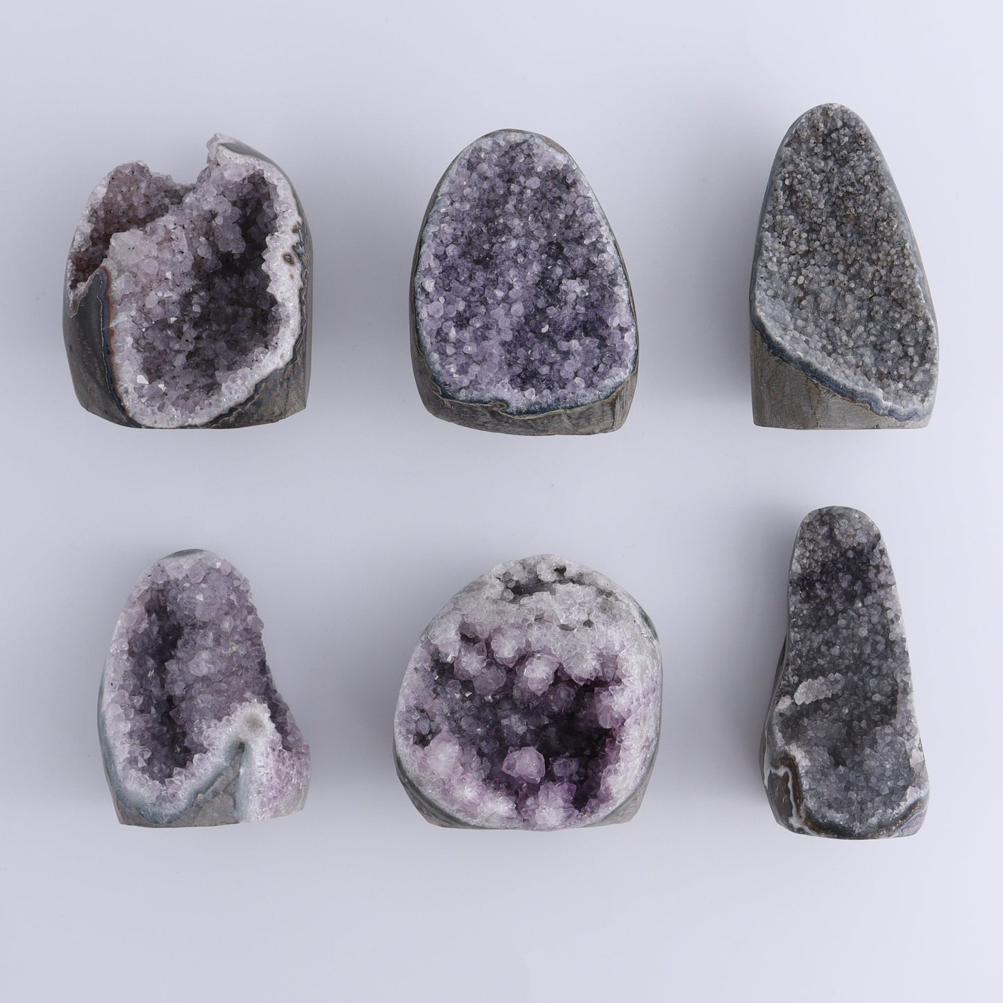 Uruguay Amethyst Cut Base Set of 6 - Expert Wholesale and Supplier of Wholesale Crystals & Bulk Gemstones, ["Amethyst","Cut Base","Uruguay"]