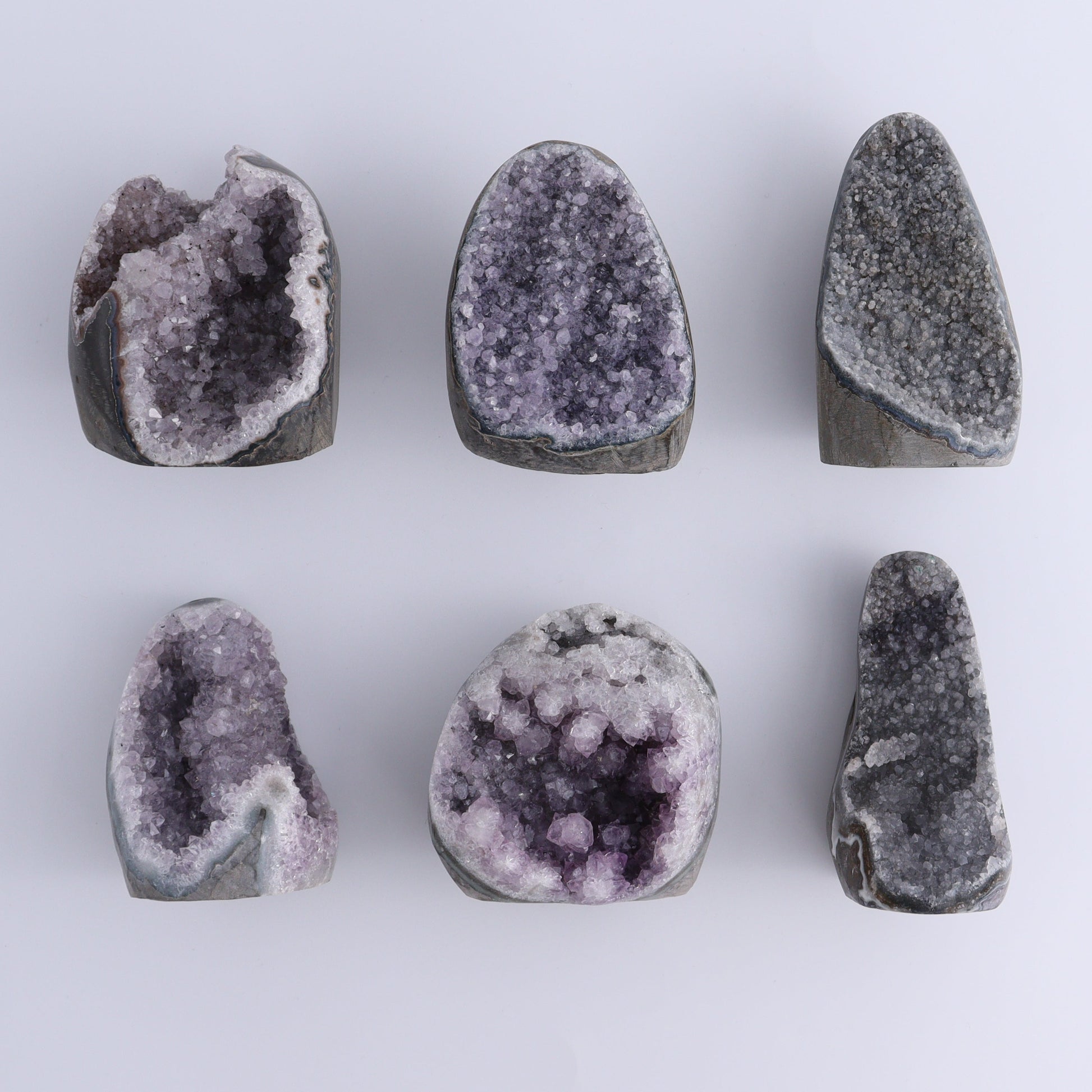 Uruguay Amethyst Cut Base Set of 6 - Expert Wholesale and Supplier of Wholesale Crystals & Bulk Gemstones, ["Amethyst","Cut Base","Uruguay"]