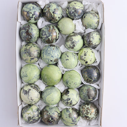 Serpentine with Pyrite Spheres Set of 25 - Expert Wholesale and Supplier of Wholesale Crystals & Bulk Gemstones, ["Peru","serpentine","Spheres"]