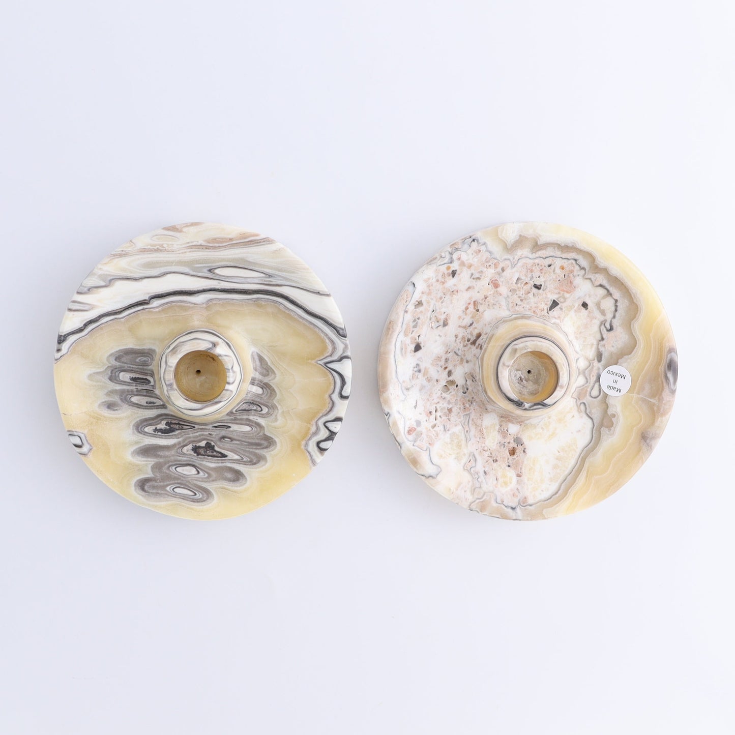 One Palo Santo/Incense/Candle Holder Mexican Onyx/Calcite Yellow Zebra - Expert Wholesale and Supplier of Wholesale Crystals & Bulk Gemstones, ["Calcite","Candle Holder","Catalog Onyx","Incense holders","Mexico","onyx","Palo Santo Holder"]