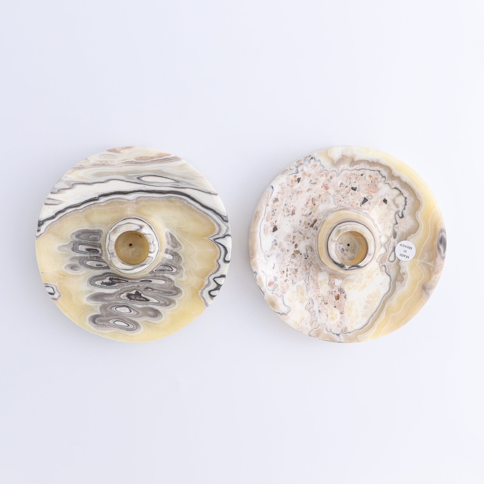 One Palo Santo/Incense/Candle Holder Mexican Onyx/Calcite Yellow Zebra - Expert Wholesale and Supplier of Wholesale Crystals & Bulk Gemstones, ["Calcite","Candle Holder","Catalog Onyx","Incense holders","Mexico","onyx","Palo Santo Holder"]