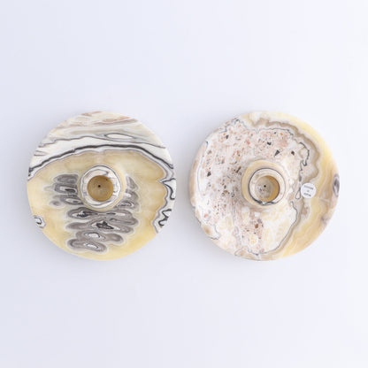 One Palo Santo/Incense/Candle Holder Mexican Onyx/Calcite Yellow Zebra - Expert Wholesale and Supplier of Wholesale Crystals & Bulk Gemstones, ["Calcite","Candle Holder","Catalog Onyx","Incense holders","Mexico","onyx","Palo Santo Holder"]