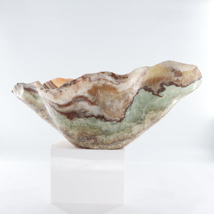 Mexican Onyx/Calcite Bowl (L) 21" x (W) 13" x (H) 9"