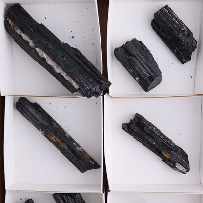 Black Tourmaline Roughs Set of 8 - Expert Wholesale and Supplier of Wholesale Crystals & Bulk Gemstones, ["Black Tourmaline","Rough","Tourmaline"]