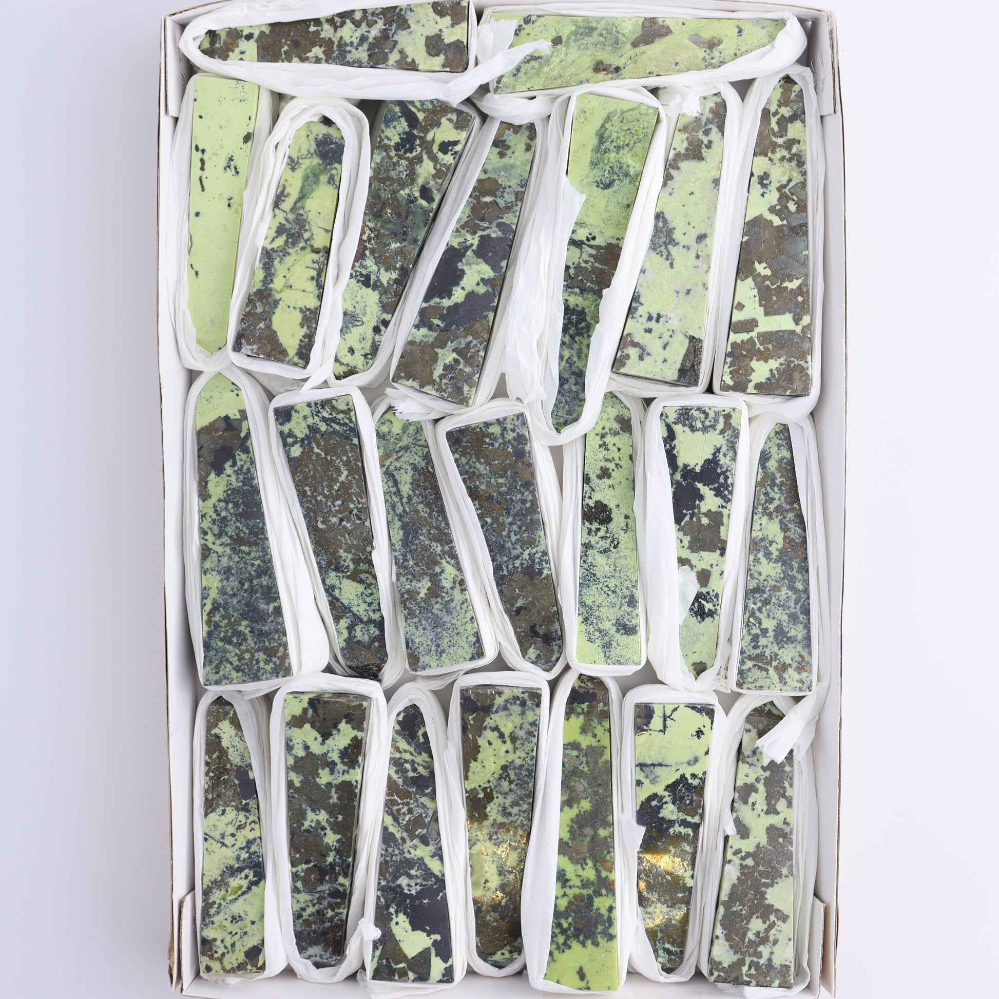 Serpentine Obelisk Set of 23 - Expert Wholesale and Supplier of Wholesale Crystals & Bulk Gemstones, ["Obelisk","Peru","serpentine"]