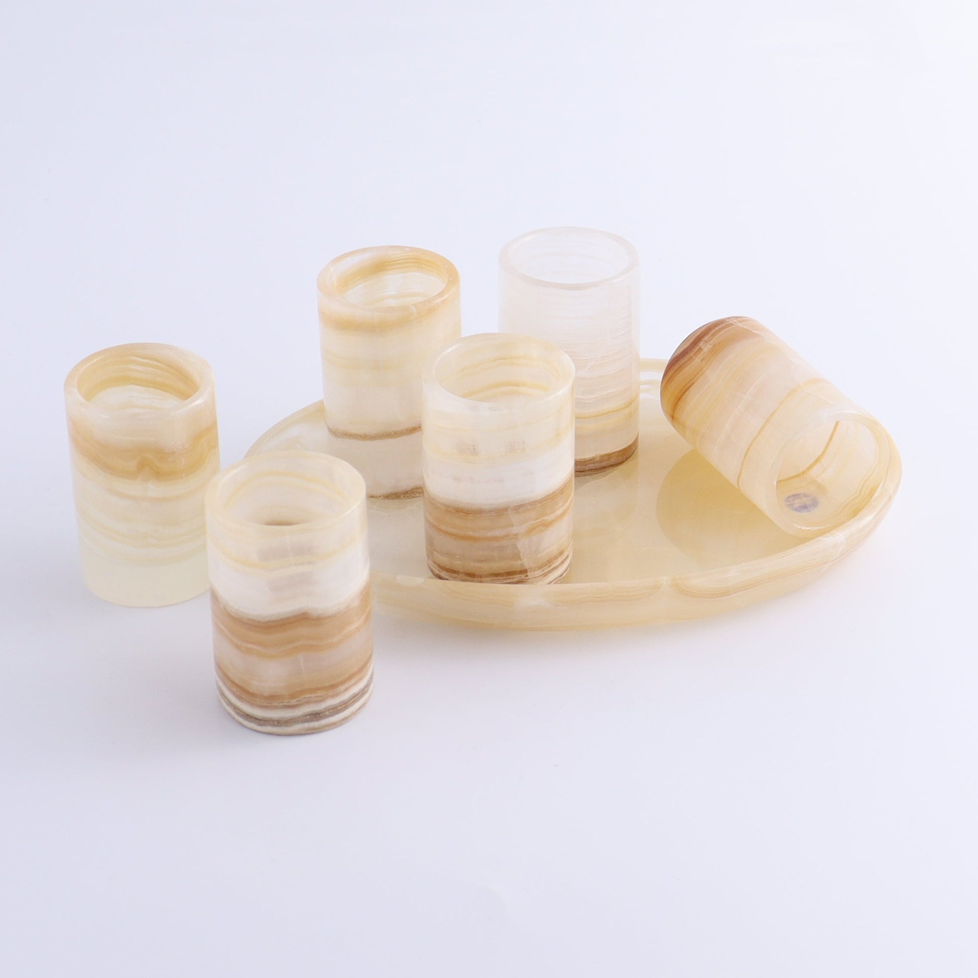 Shot Glass Set Mexican Onyx/Calcite Honey - Expert Wholesale and Supplier of Wholesale Crystals & Bulk Gemstones, ["Calcite","Catalog Onyx","Mexico","onyx","Shot Glasses"]