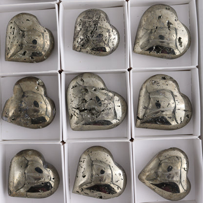 Pyrite Hearts Set of 12 - Expert Wholesale and Supplier of Wholesale Crystals & Bulk Gemstones, ["Hearts","Peru","Pyrite"]