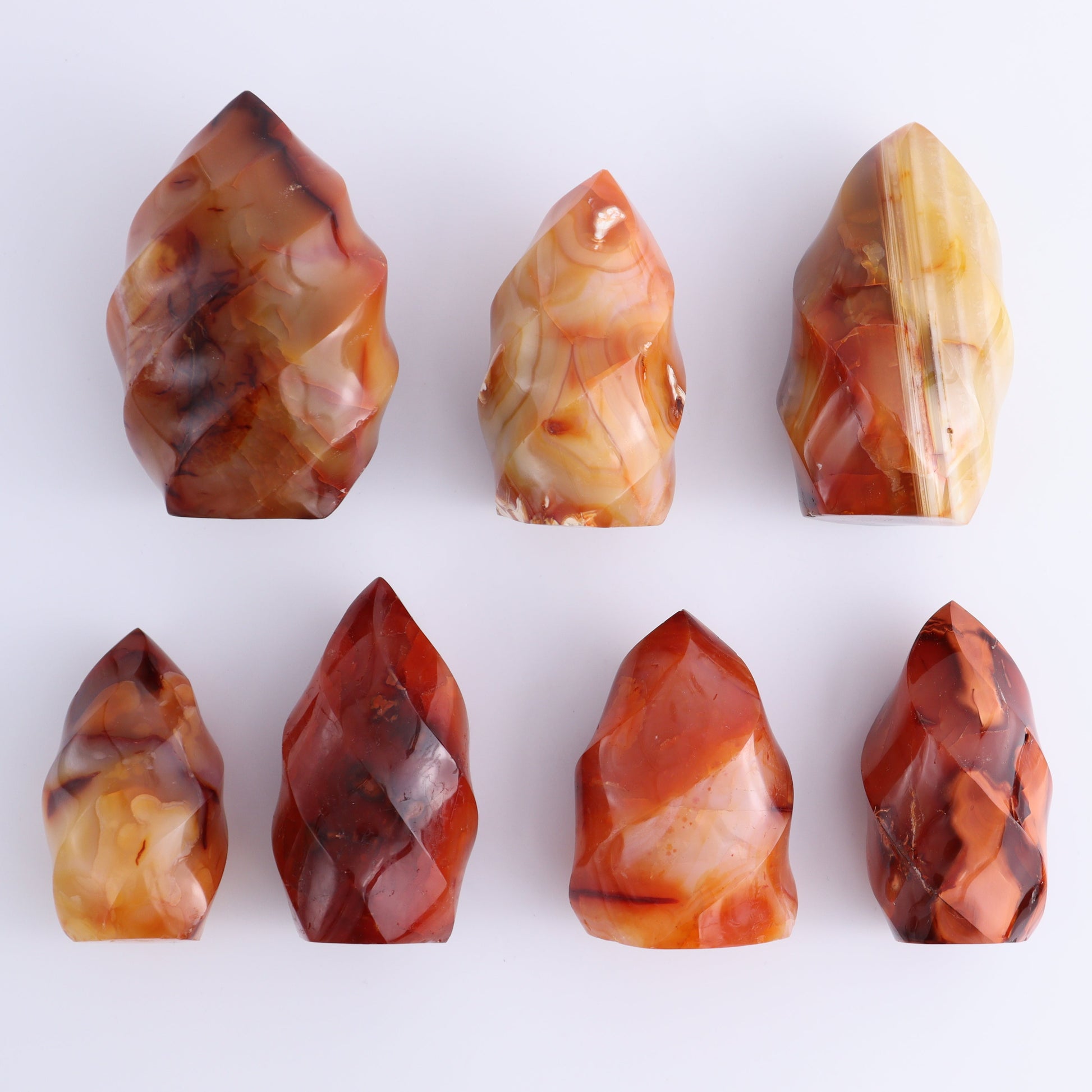Carnelian Flames Set of 7 - Expert Wholesale and Supplier of Wholesale Crystals & Bulk Gemstones, ["carnelian","flames","Madagascar"]