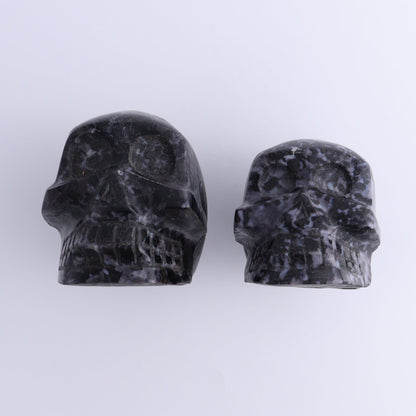 Indigo Gabbro Skulls Set of 2 - Expert Wholesale and Supplier of Wholesale Crystals & Bulk Gemstones, ["Indigo Gabbro","Madagascar","Skulls"]