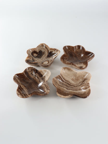 Chocolate Onyx Flower Bowls Set of 4 - Expert Wholesale and Supplier of Wholesale Crystals & Bulk Gemstones, ["Bowls","Catalog Onyx","Mexico","onyx"]