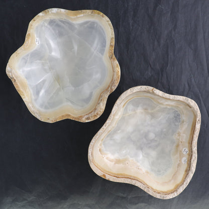 One Bowl Mexican Onyx/Calcite White & Honey Stone Edge