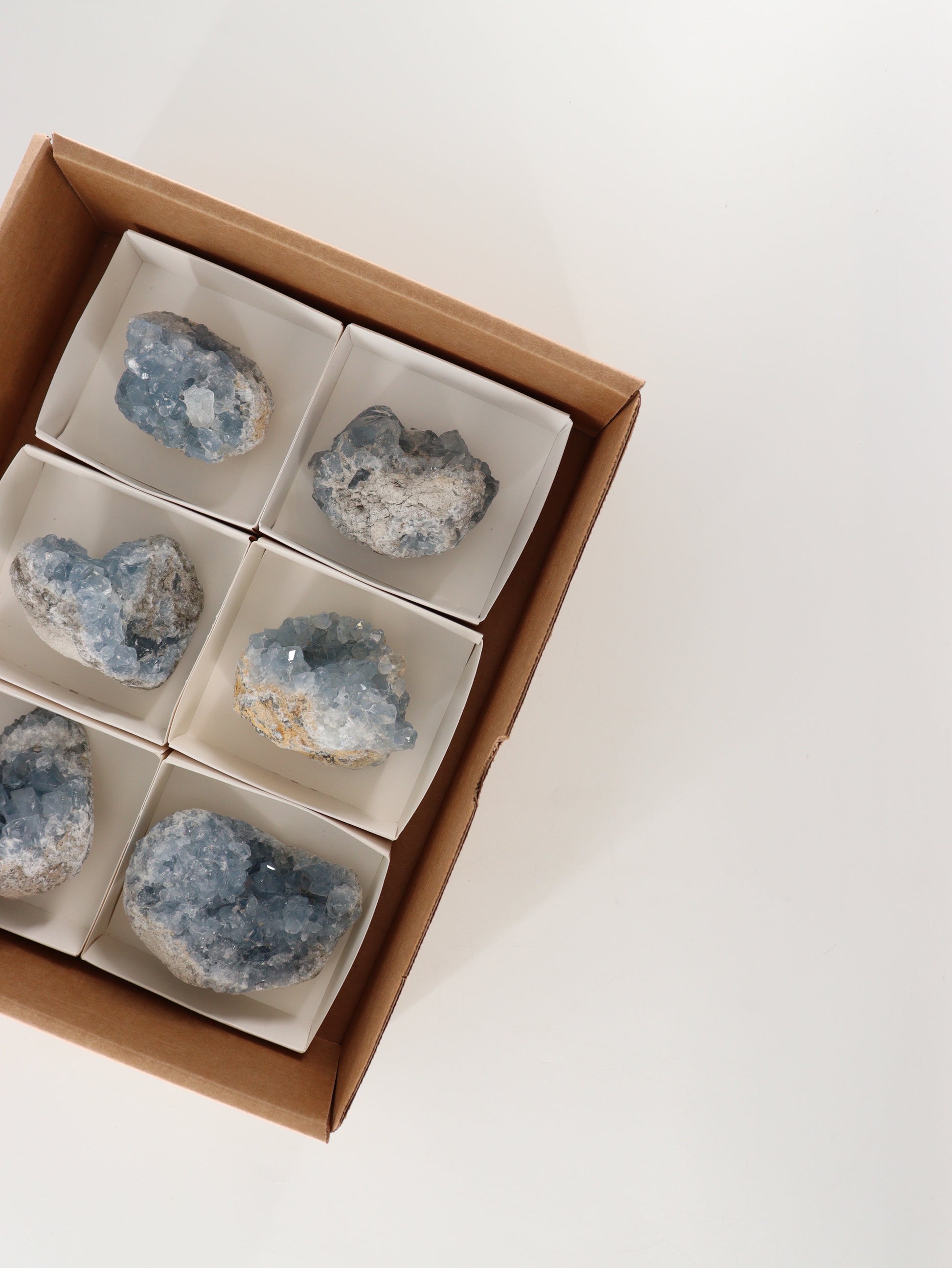 Celestite Clusters Set of 6 - Expert Wholesale and Supplier of Wholesale Crystals & Bulk Gemstones, []
