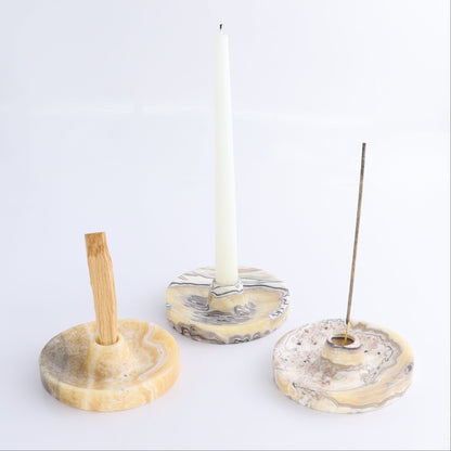 One Palo Santo/Incense/Candle Holder Mexican Onyx/Calcite Yellow Zebra - Expert Wholesale and Supplier of Wholesale Crystals & Bulk Gemstones, ["Calcite","Candle Holder","Catalog Onyx","Incense holders","Mexico","onyx","Palo Santo Holder"]