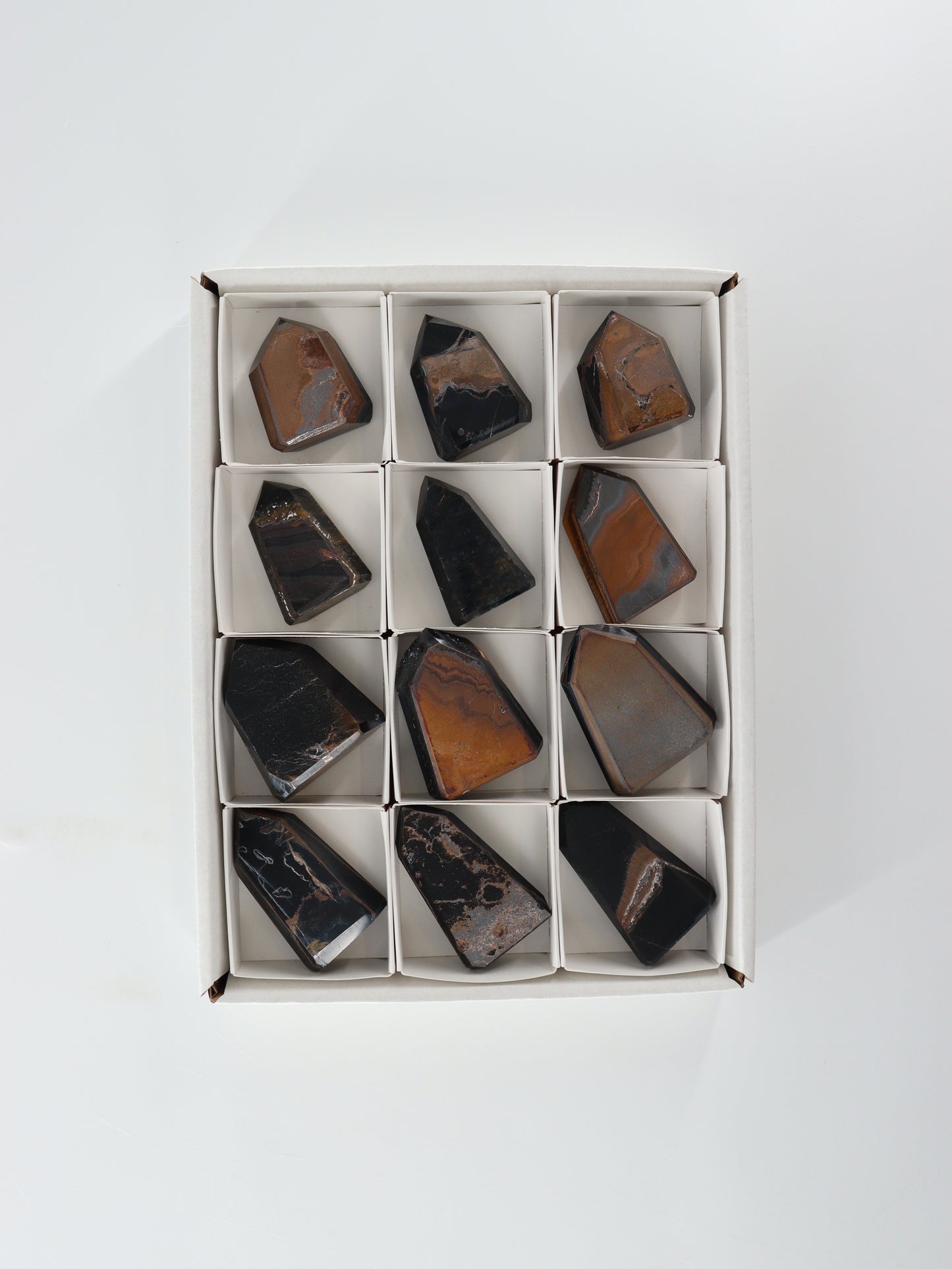 Blue Tiger Eye Towers Set of 12