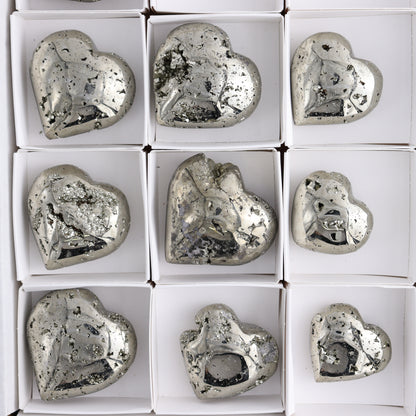Pyrite Hearts Set of 12 - Expert Wholesale and Supplier of Wholesale Crystals & Bulk Gemstones, ["Hearts","Peru","Pyrite"]