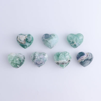 Fluorite Hearts Set of 7 - Expert Wholesale and Supplier of Wholesale Crystals & Bulk Gemstones, ["Fluorite","Hearts","Mexico"]