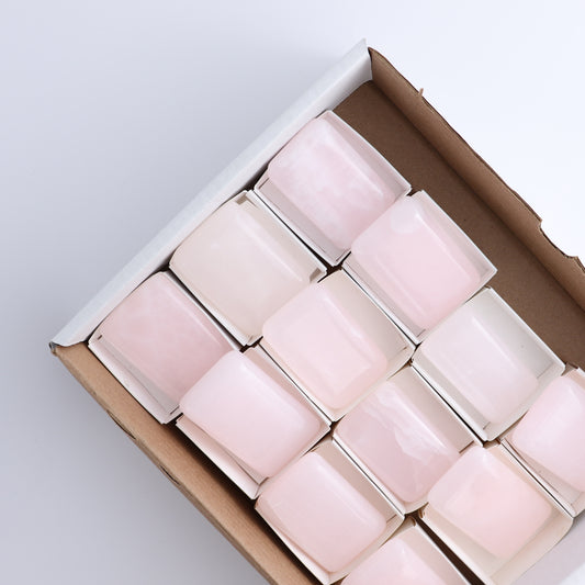 Pink Mangano Calcite Rectangles Set of 12 - Expert Wholesale and Supplier of Wholesale Crystals & Bulk Gemstones, ["Pink Calcite"]