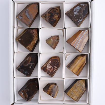 Tiger Eye Towers Set of 12 - Expert Wholesale and Supplier of Wholesale Crystals & Bulk Gemstones, ["Brazil","close_50","Tiger Eye","Towers"]