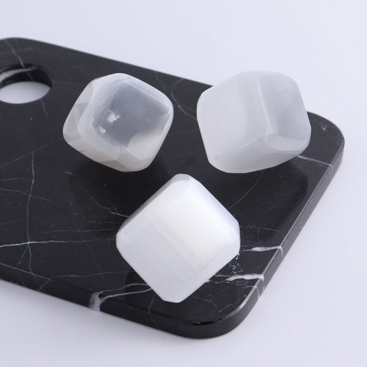 One Selenite (Satin Spar) Standing Cube 4 cm - Expert Wholesale and Supplier of Wholesale Crystals & Bulk Gemstones, ["close_30","Cubes","Morocco","Selenite"]