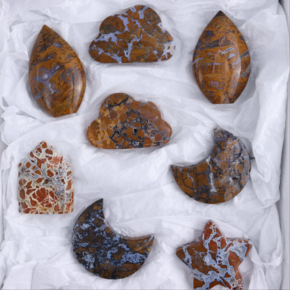 Brecciated Jasper Moons, Stars, Towers, Clouds, and Flames Set of 11