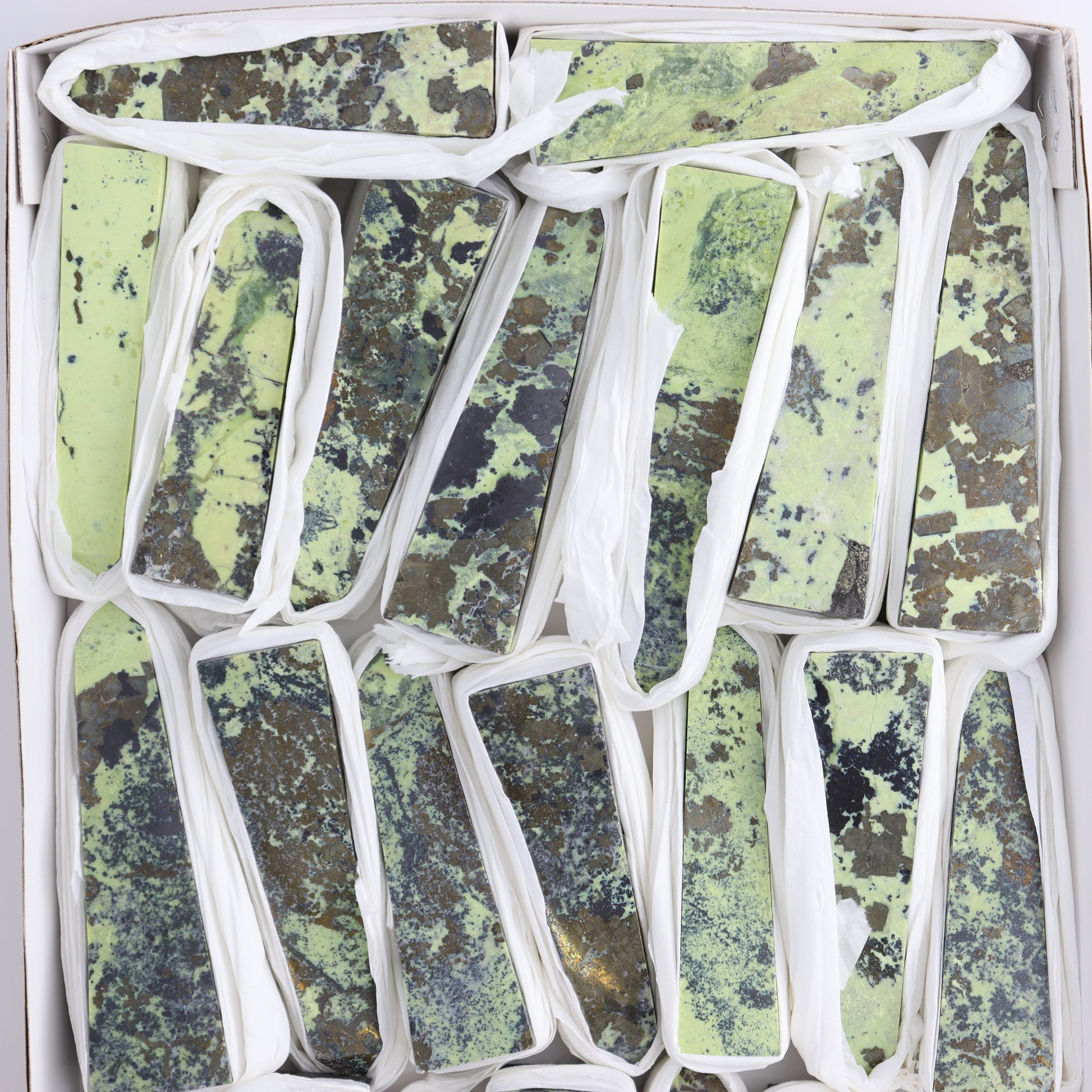 Serpentine Obelisk Set of 23 - Expert Wholesale and Supplier of Wholesale Crystals & Bulk Gemstones, ["Obelisk","Peru","serpentine"]