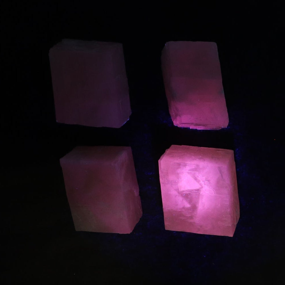 Pink Optical Calcite (Fluorescent) Set of 24 - Expert Wholesale and Supplier of Wholesale Crystals & Bulk Gemstones, ["Calcite","Mexico","Optical Calcite"]
