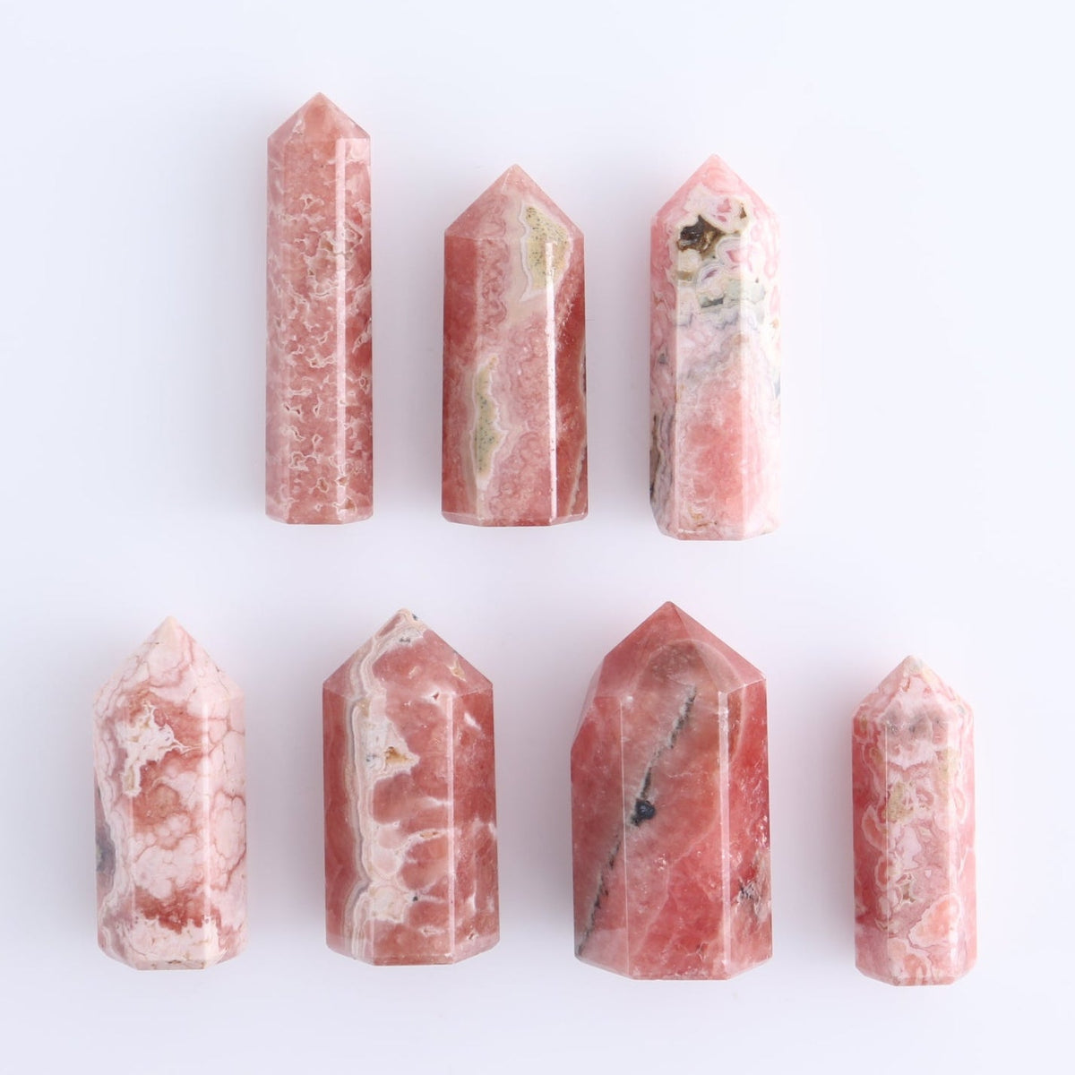 Rhodochrosite Towers Set of 7