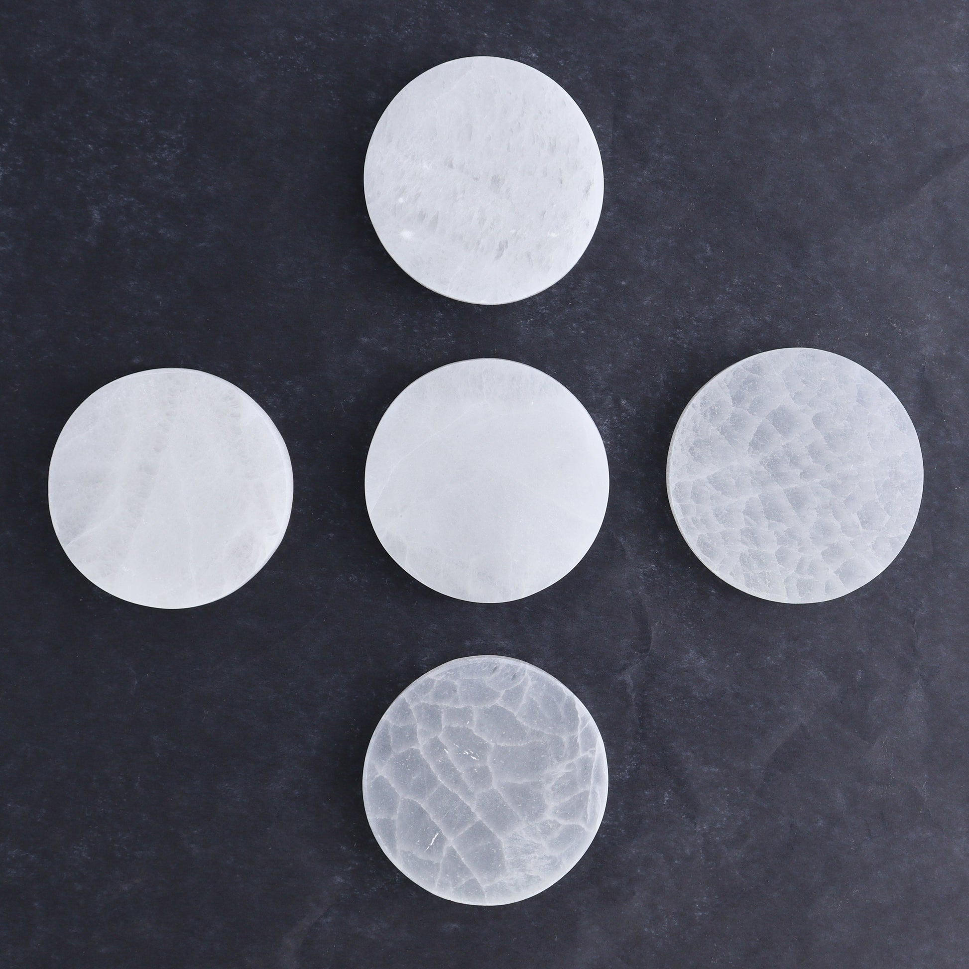 One Selenite (Satin Spar) Round Plate 7 cm - Expert Wholesale and Supplier of Wholesale Crystals & Bulk Gemstones, ["close_30","Morocco","Round Dish","Selenite"]