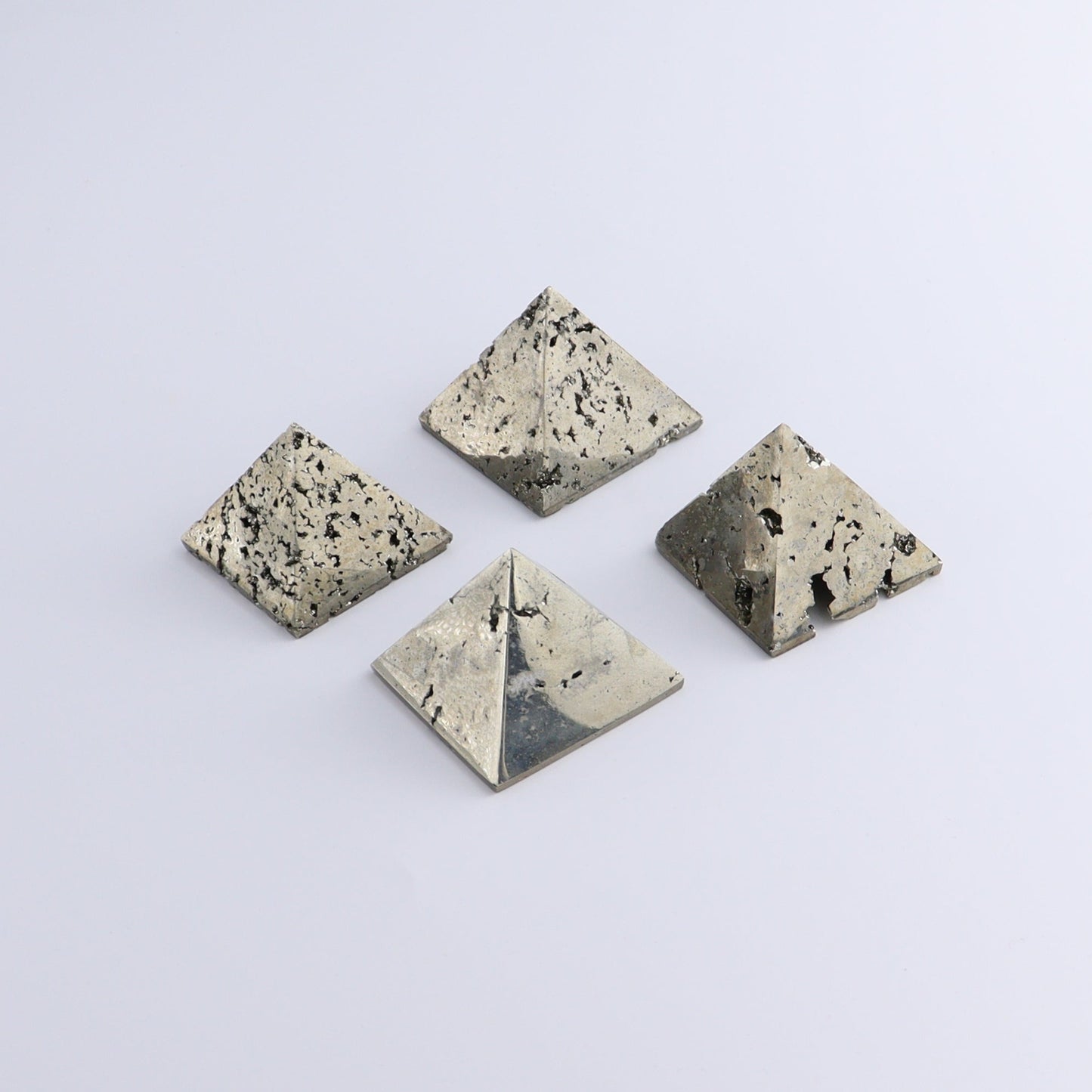 Pyrite Pyramids Set of 4 - Expert Wholesale and Supplier of Wholesale Crystals & Bulk Gemstones, ["Pyramids","Pyrite"]
