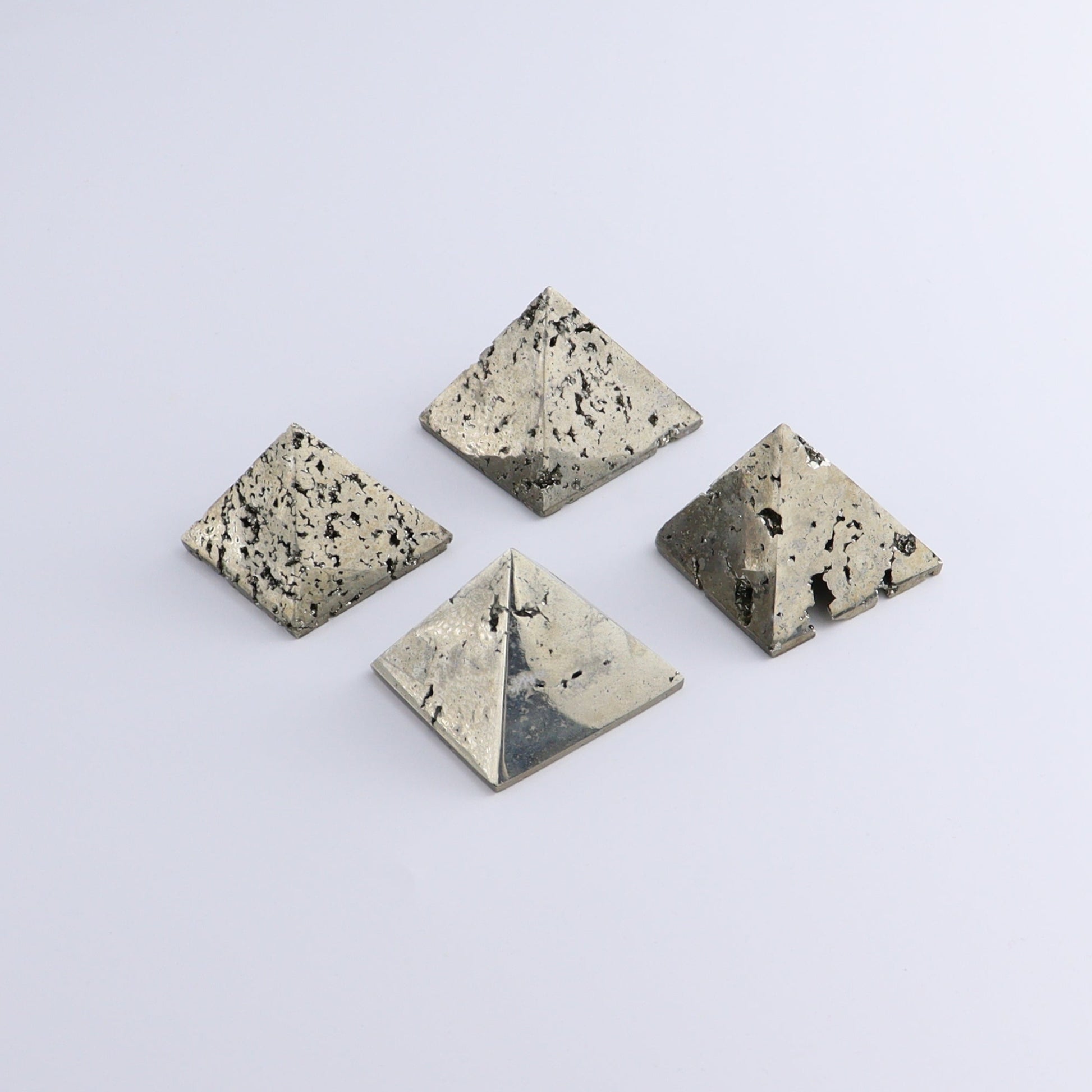 Pyrite Pyramids Set of 4 - Expert Wholesale and Supplier of Wholesale Crystals & Bulk Gemstones, ["Pyramids","Pyrite"]