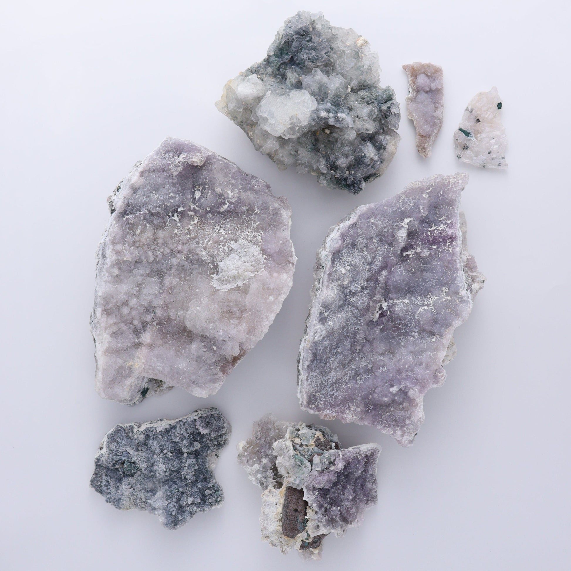 Amethyst Flower Clusters Set of 7 - Expert Wholesale and Supplier of Wholesale Crystals & Bulk Gemstones, ["Amethyst","Amethyst Flowers","Clusters"]