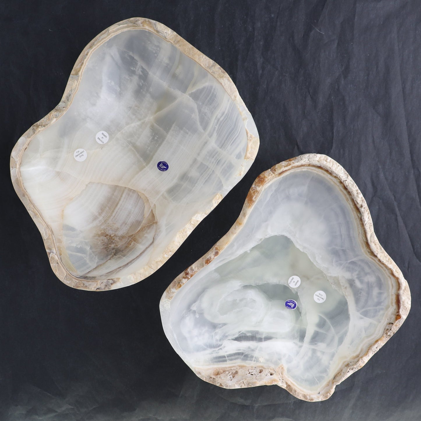 One Bowl Mexican Onyx/Calcite White & Honey Stone Edge