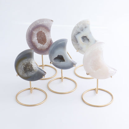 Agate Moons with Stand Set of 5