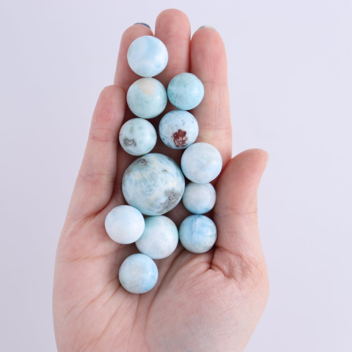 Larimar Spheres Set of 12 - Expert Wholesale and Supplier of Wholesale Crystals & Bulk Gemstones, ["Larimar","Spheres"]